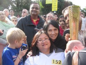 with mum in 2012 and torch